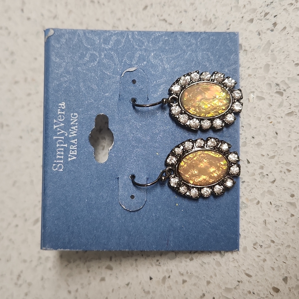 Simply Vera by Vera Wang NWT Bling and Iridescent Dangly Earrings